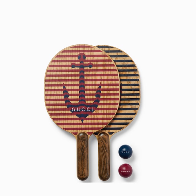Wooden beach racket and ball set