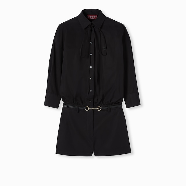 Cotton poplin jumpsuit with embroidery