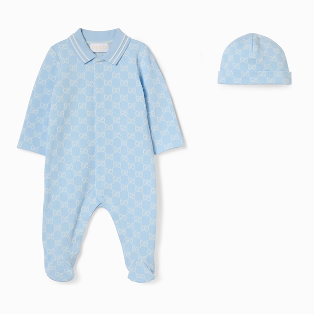 Baby cotton three-piece gift set in pink | GUCCI® US