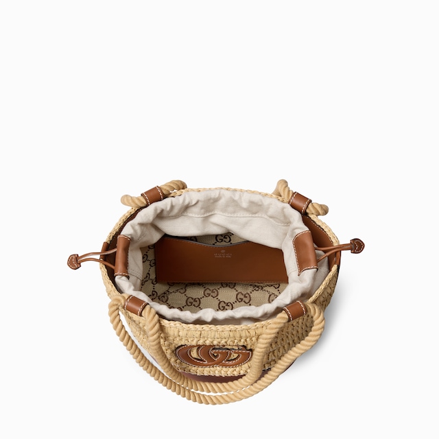 Woven mini bucket bag