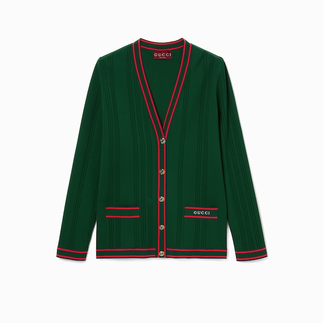 Cardigan with striped trim