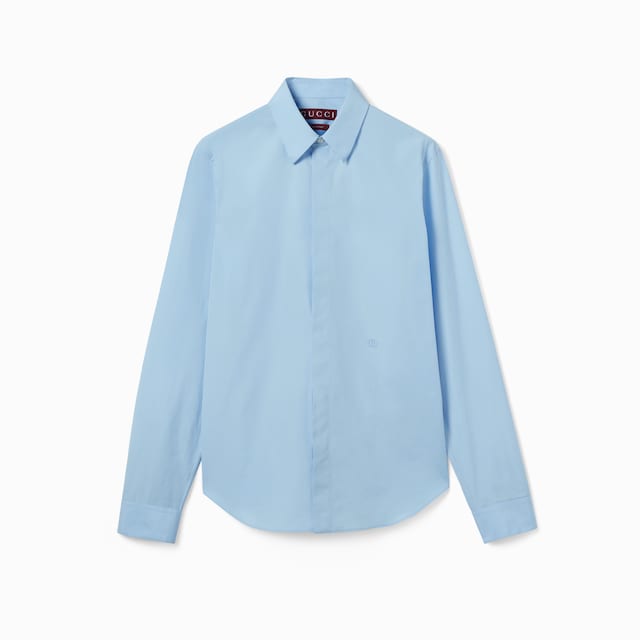 Cotton poplin shirt with embroidery