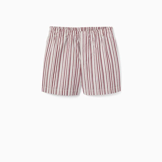 Short en coton à rayures avec broderie