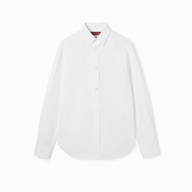 Heavy cotton poplin shirt with embroidery