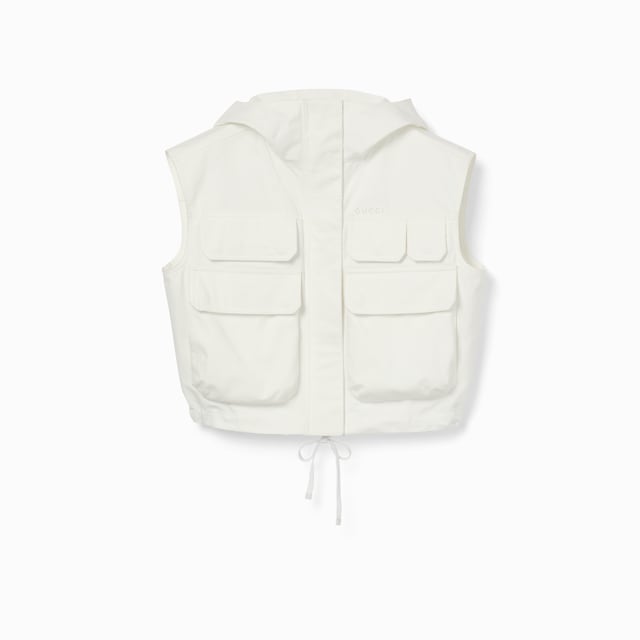 Light cotton canvas gilet with embroidery