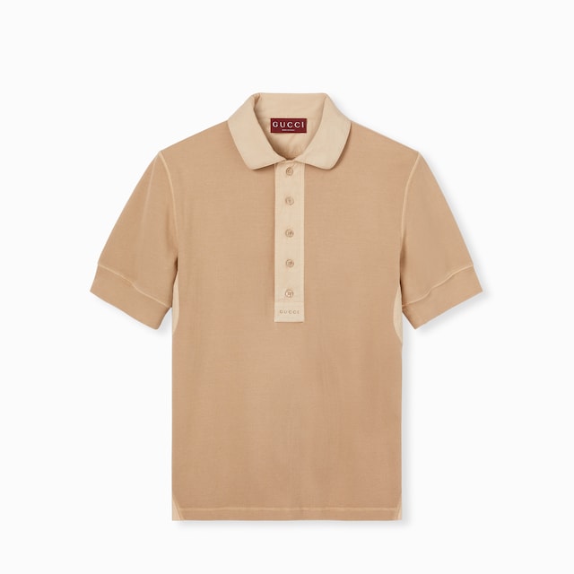 Rib cotton polo T-shirt with embroidery