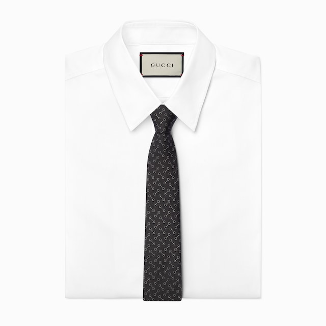 Horsebit silk jacquard tie