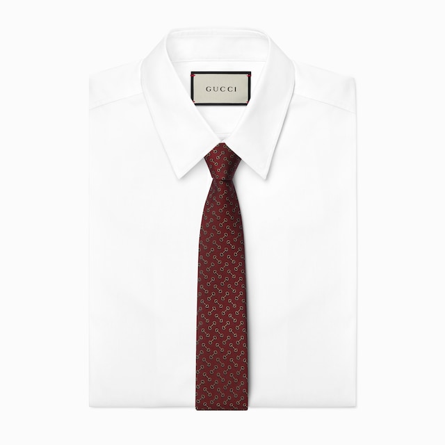 Horsebit silk jacquard tie