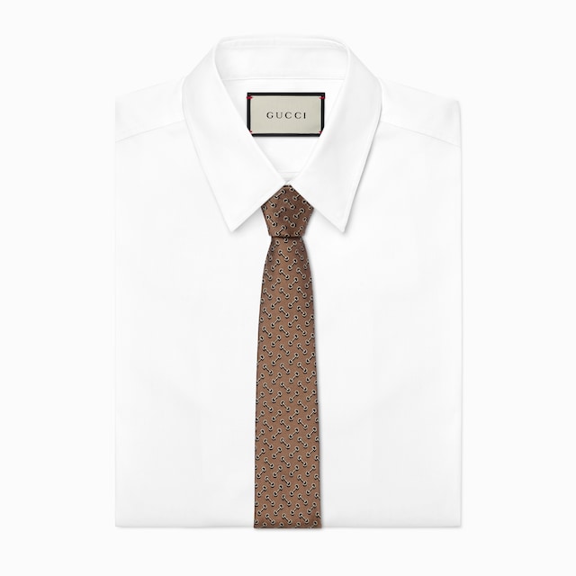 Horsebit silk jacquard tie