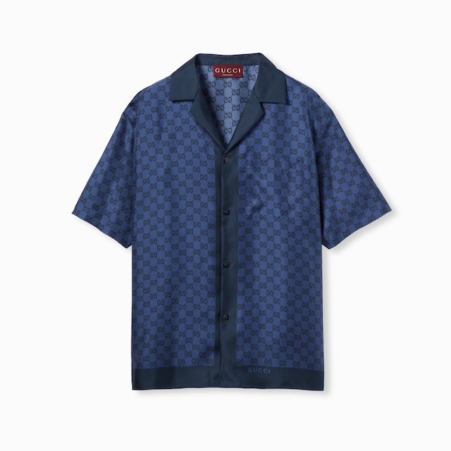 Bowling-Shirt aus Seidentwill mit Print