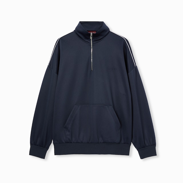 Technical jersey sweatshirt with embossed logo