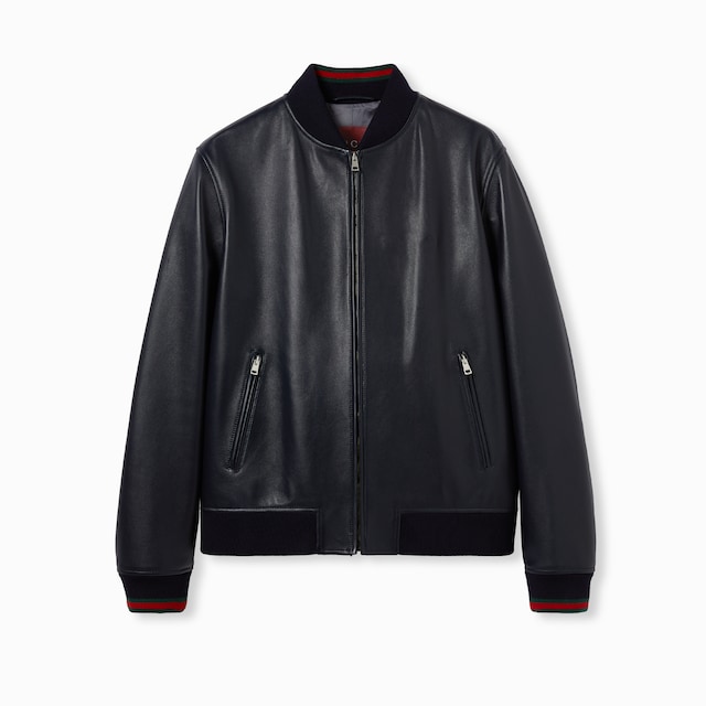 Nappa leather zip jacket