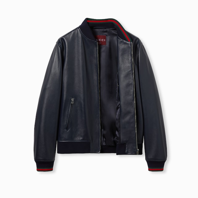 Nappa leather zip jacket