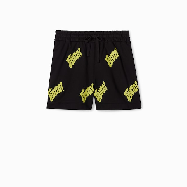 Embroidered cotton jersey shorts