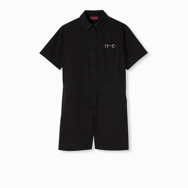 Denim jumpsuit with Horsebit