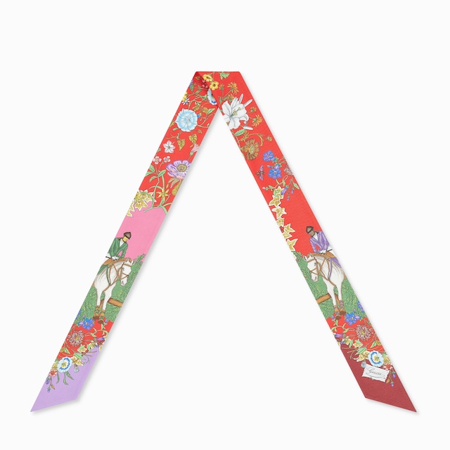 Allover floral print silk ribbon