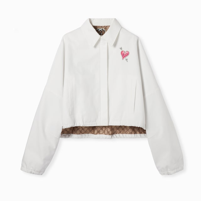 Cotton canvas jacket with patch