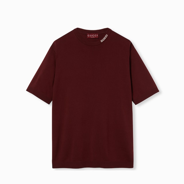 Silk cotton T-shirt with Gucci intarsia