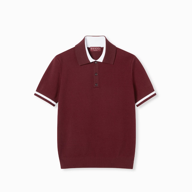 Polo en piqué de coton avec intarsia