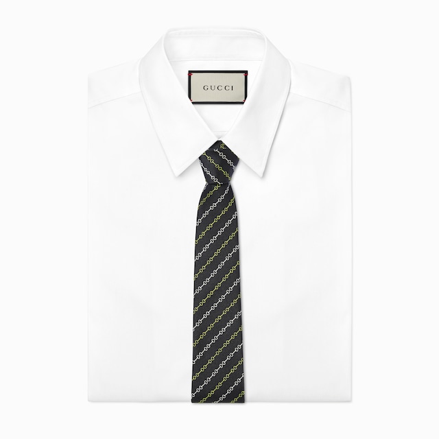 Horsebit silk jacquard tie