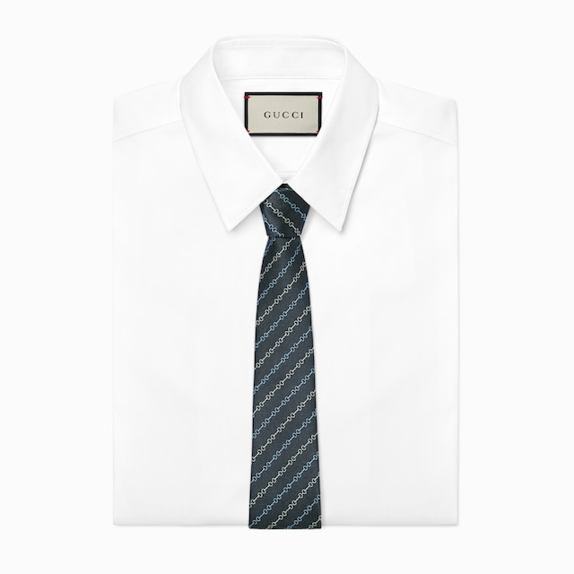 Horsebit silk jacquard tie
