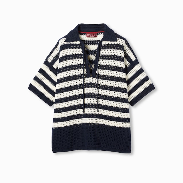 Polo en maille de coton à rayures