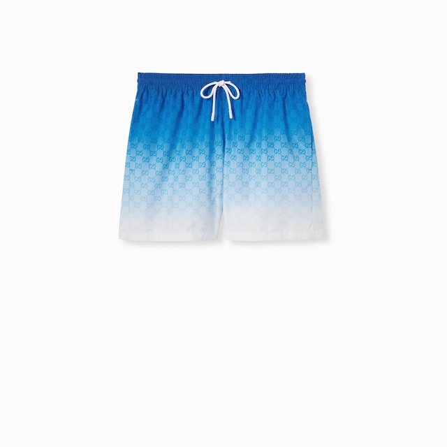 Printed technical poplin swim shorts