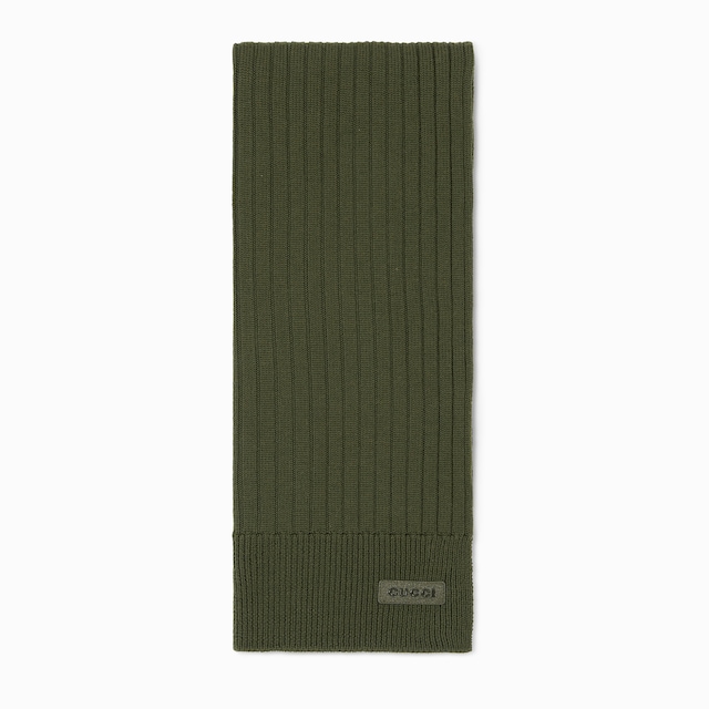 Knit wool scarf with logo