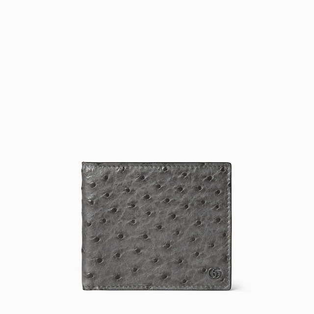 Cartera bi-fold de avestruz con Doble G