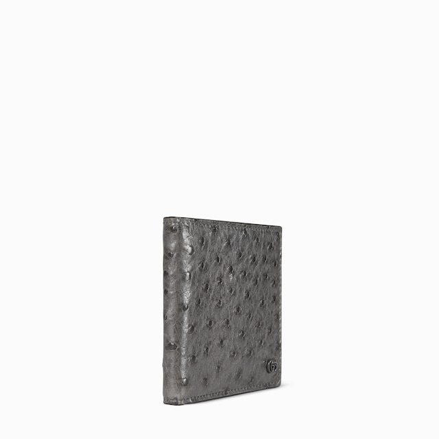 Cartera bi-fold de avestruz con Doble G