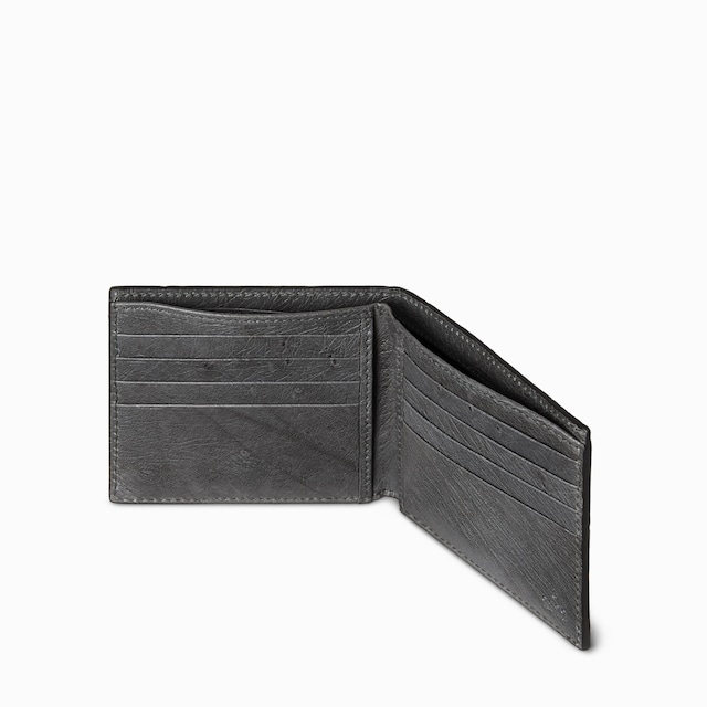 Cartera bi-fold de avestruz con Doble G