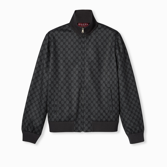 Printed technical jersey zip sweatshirt