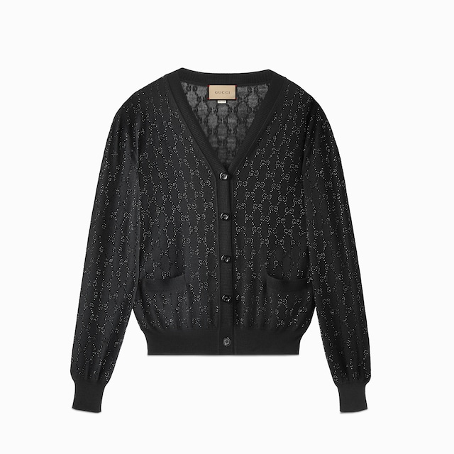 เสื้อคาร์ดิแกน Fine wool GG crystal cardigan