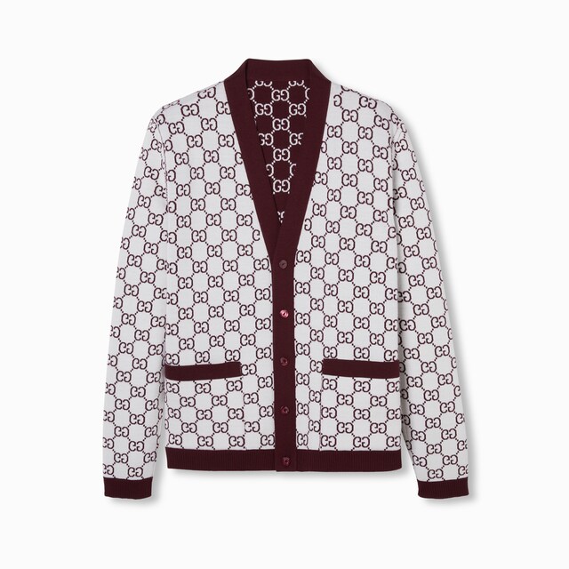 Reversible GG wool jacquard cardigan