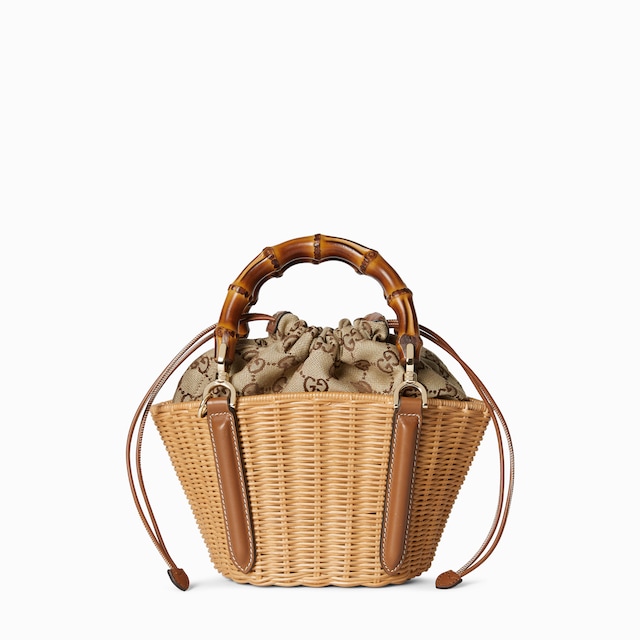 Mini-Tasche aus Korbgeflecht mit Bambus