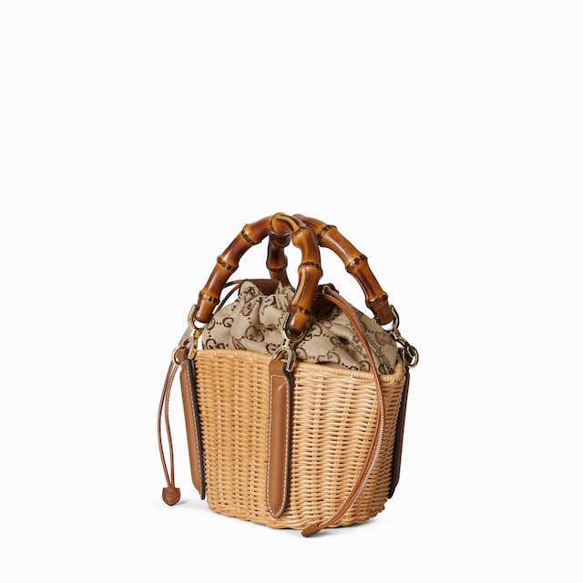 Mini-Tasche aus Korbgeflecht mit Bambus