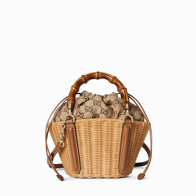 Mini-Tasche aus Korbgeflecht mit Bambus