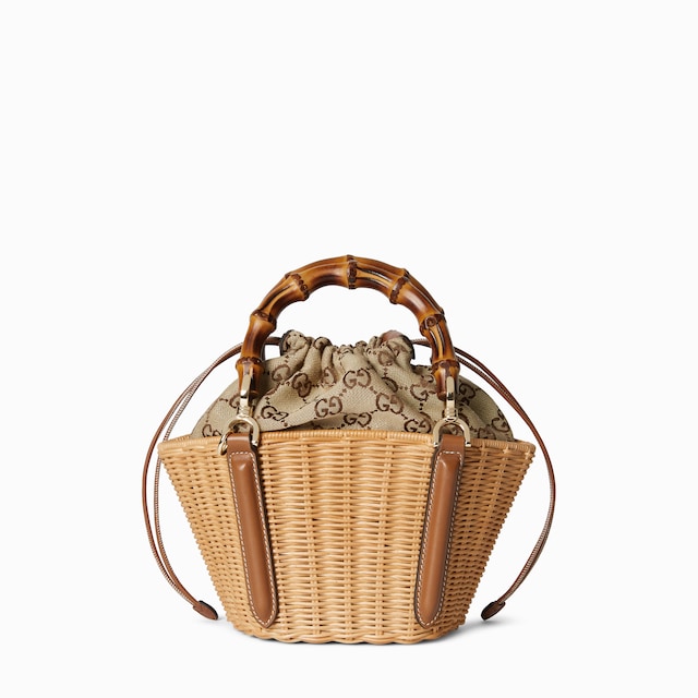 Mini-Tasche aus Korbgeflecht mit Bambus