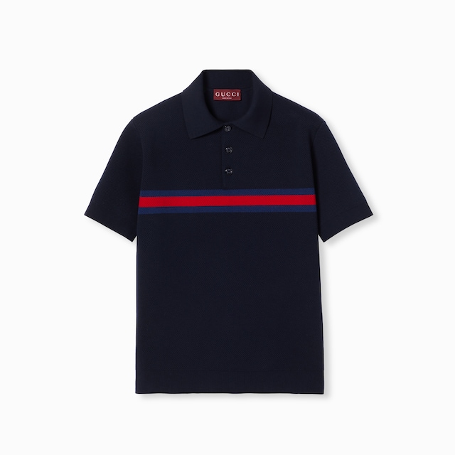 Polo en piqué de coton avec bande Web