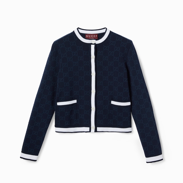 GG fine cotton jacquard cardigan