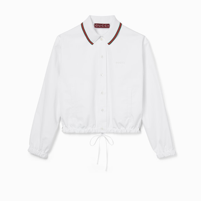 Cotton poplin shirt with drawstring