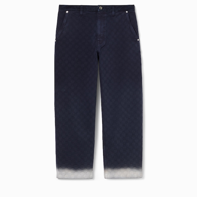 Bleached GG cotton denim jacquard pant