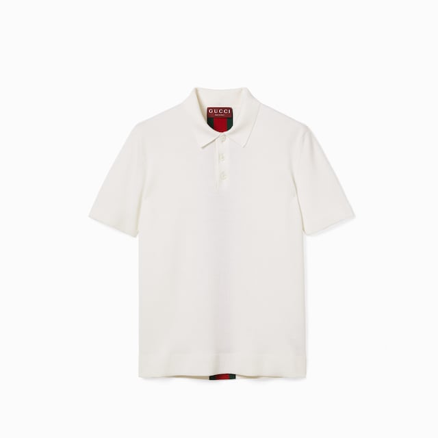 Knit wool polo shirt with Web