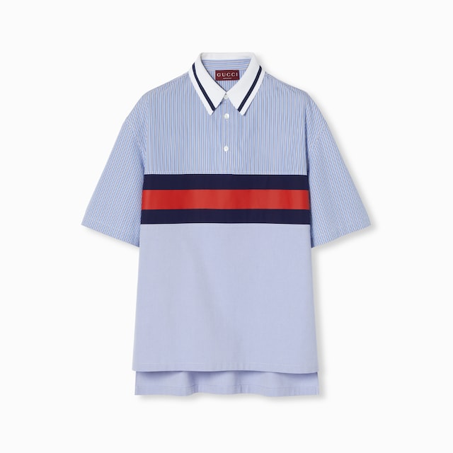Poloshirt aus gestreiftem Baumwollpopeline