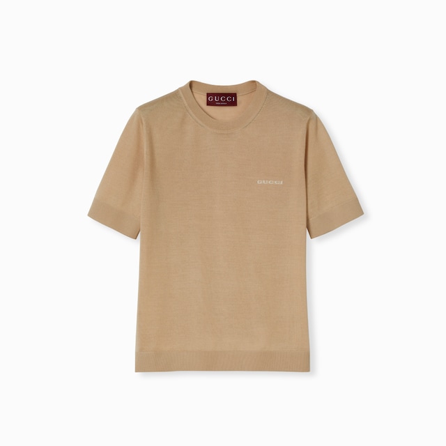 Cashmere and silk top with intarsia