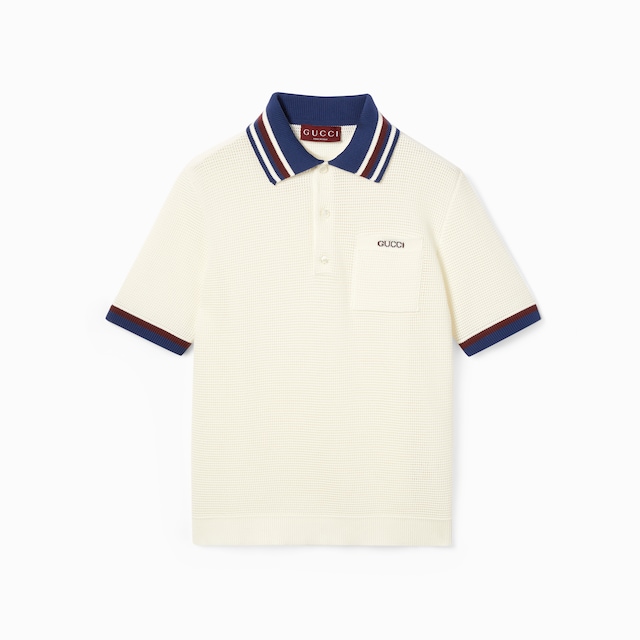 Polo en piqué de coton avec intarsia
