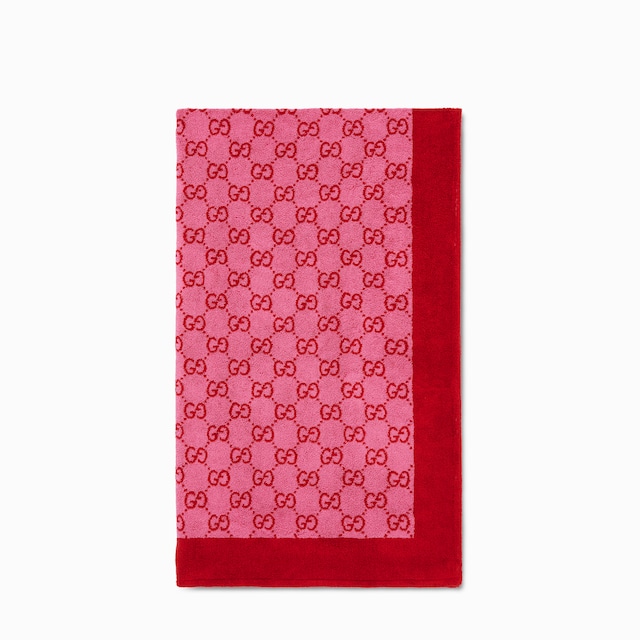 Cotton jacquard beach blanket in bordeaux, yellow and white