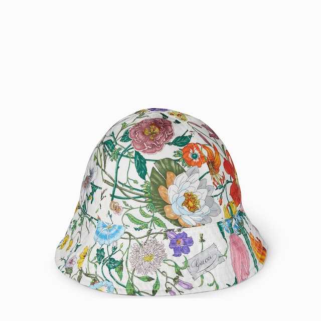 Reversible printed silk bucket hat