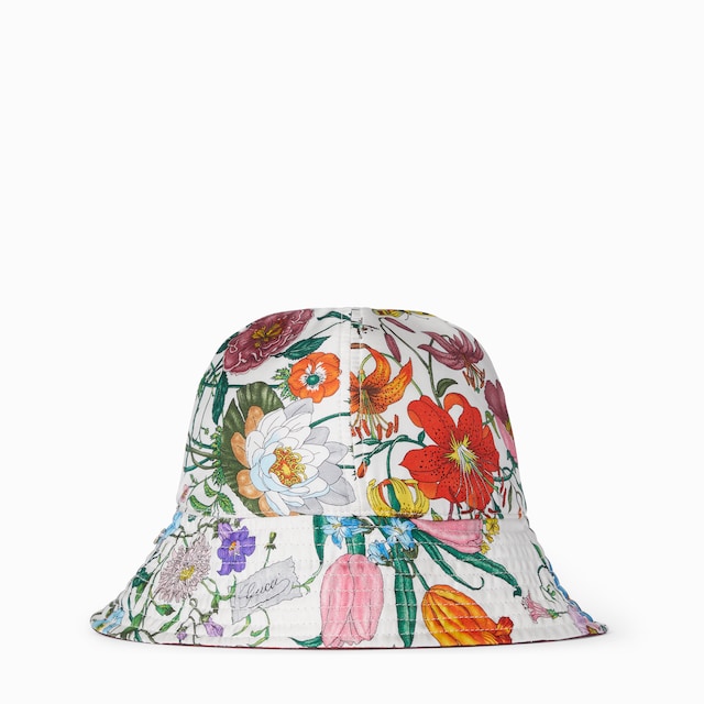 Reversible printed silk bucket hat