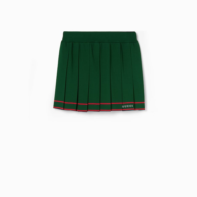 Pleated skirt with striped trim